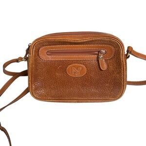 NINA RICCI Vintage‎ Brown Leather Crossbody  w Detachable Strap